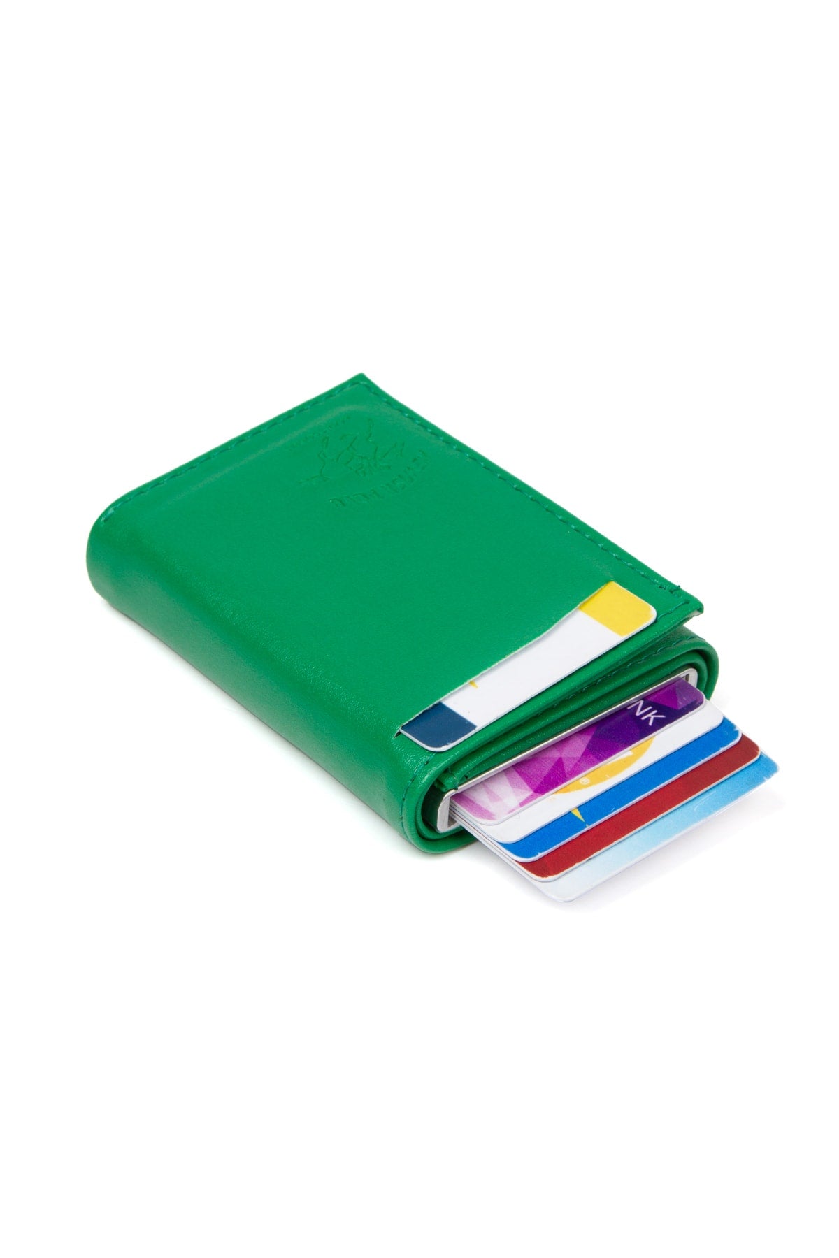 Unisex Leather Aluminum Mechanism Sliding Card Holder Wallet With Paper Money Compartment