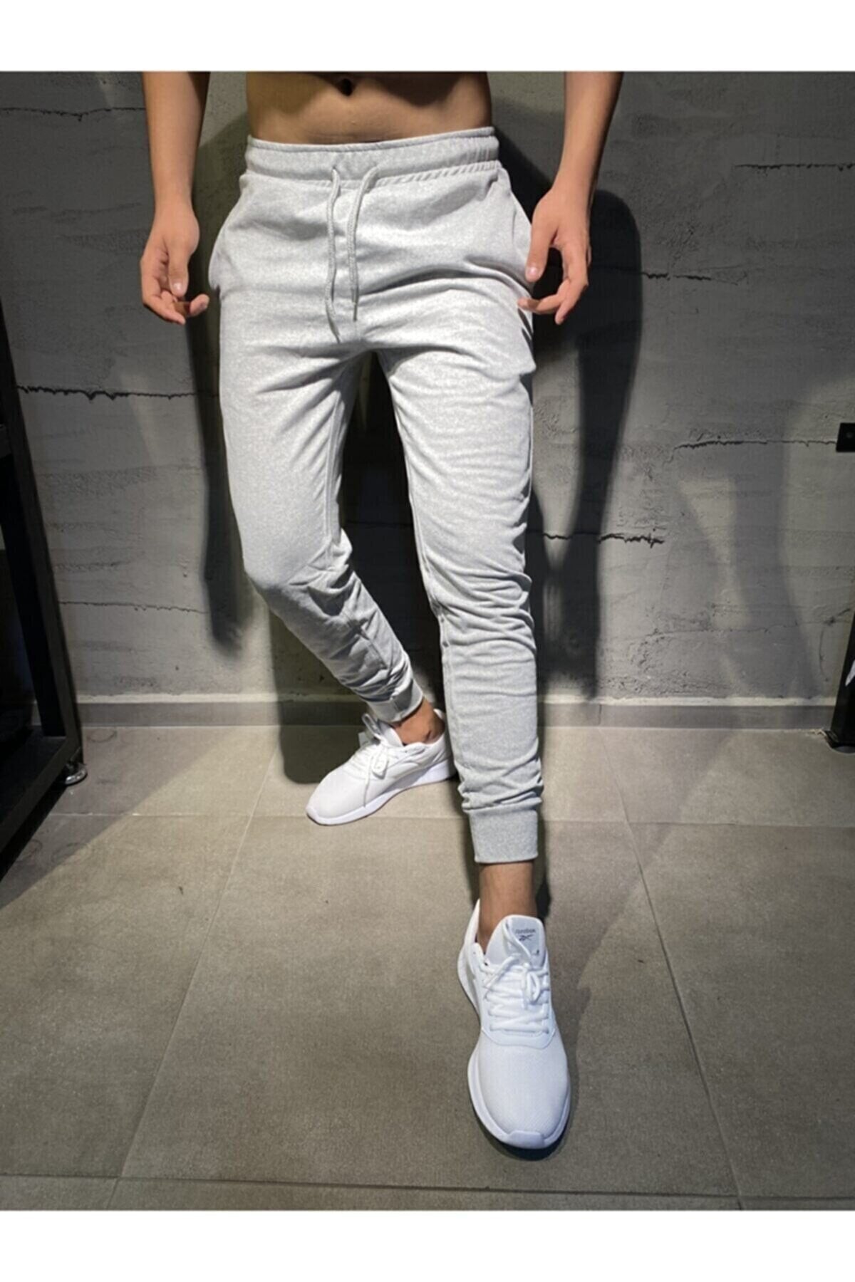 Men'S Summer Gray Sweatpants Jogger Slim Fit Cotton Slim Fit