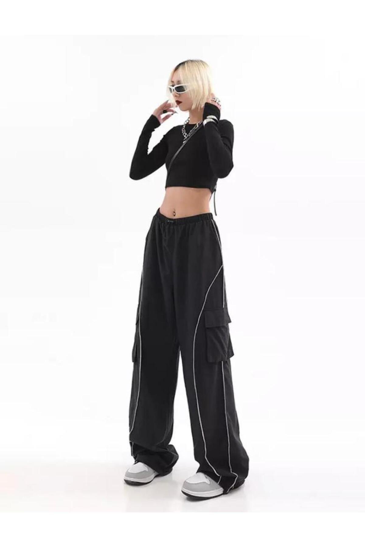 Y2k Fork Stripe Unisex Black Sweatpants - Swordslife