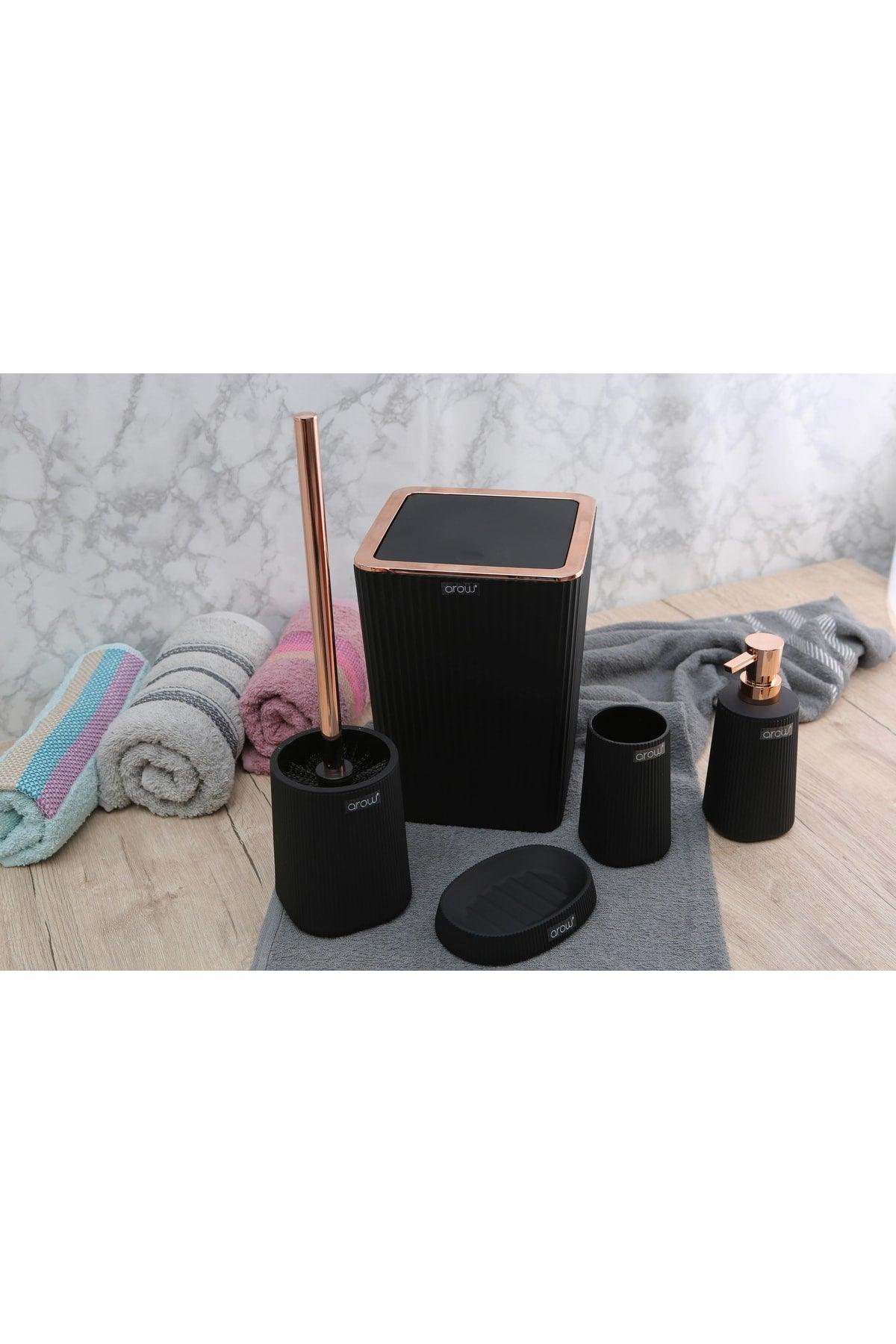 Black Acrylic Striped Bathroom Set - 5 Pieces Bathroom Set - Swordslife