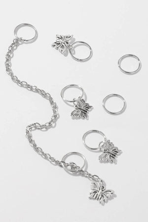 Butterfly Detail Hair Earring Clasp Set - Swordslife