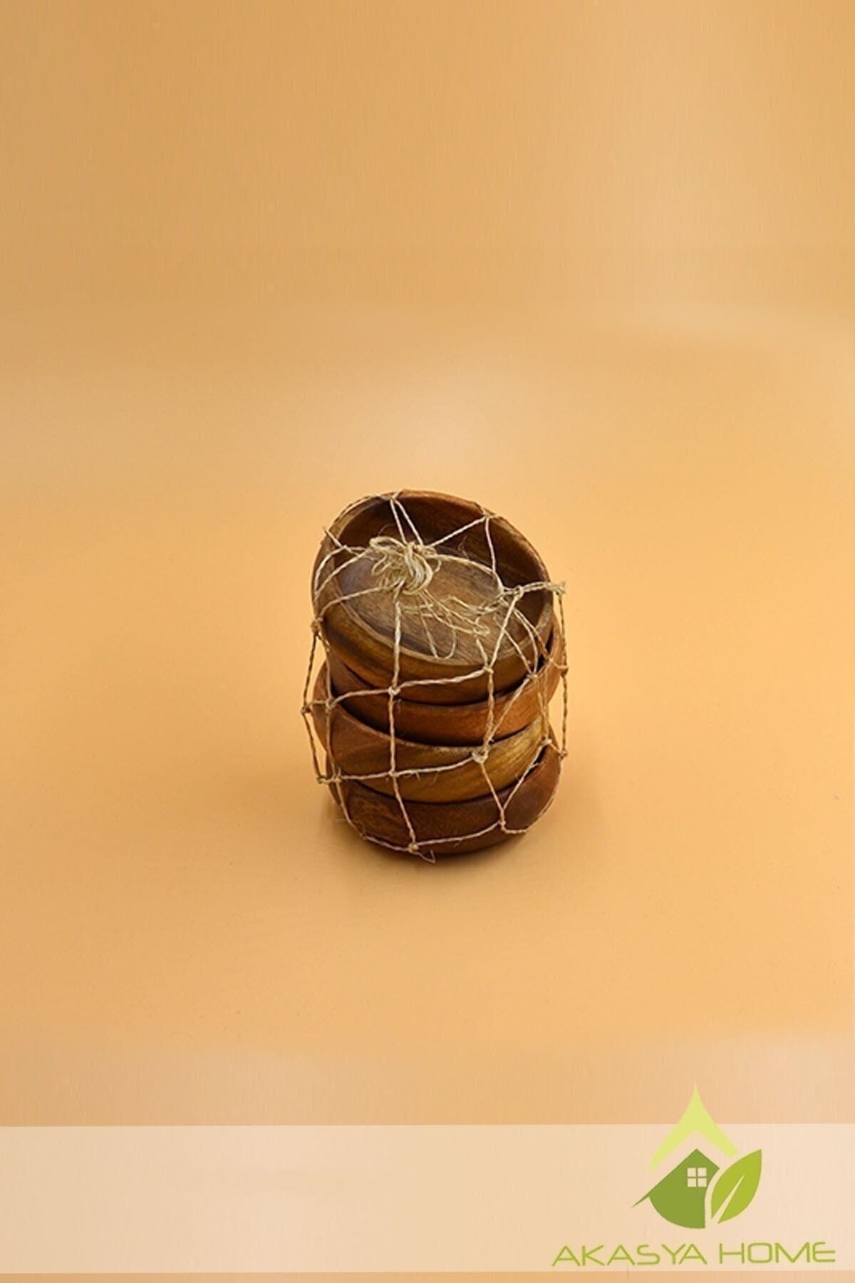 Set Of 4 Round Acacia Cookie Fma01903