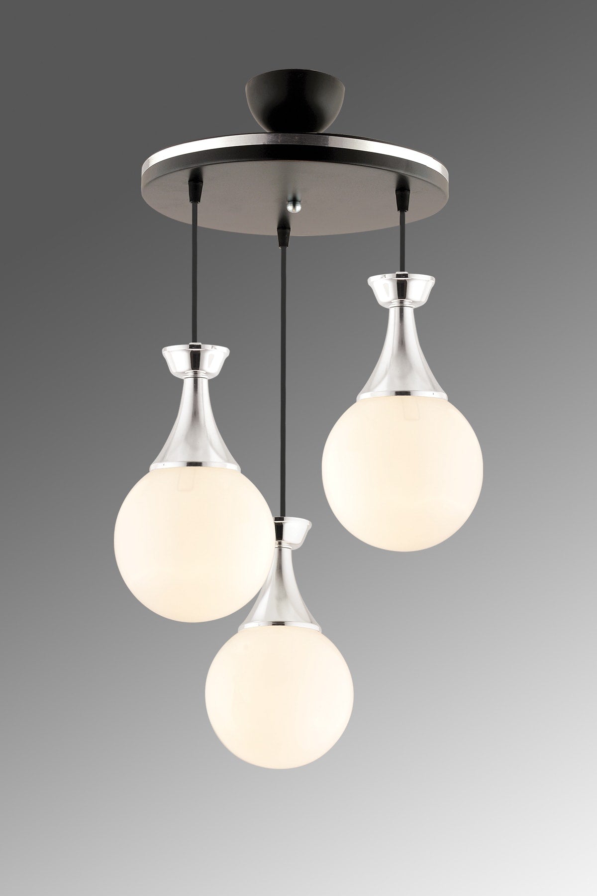 Minel 3 Piece Tray Black To Chrome White Glop Glass Lighting