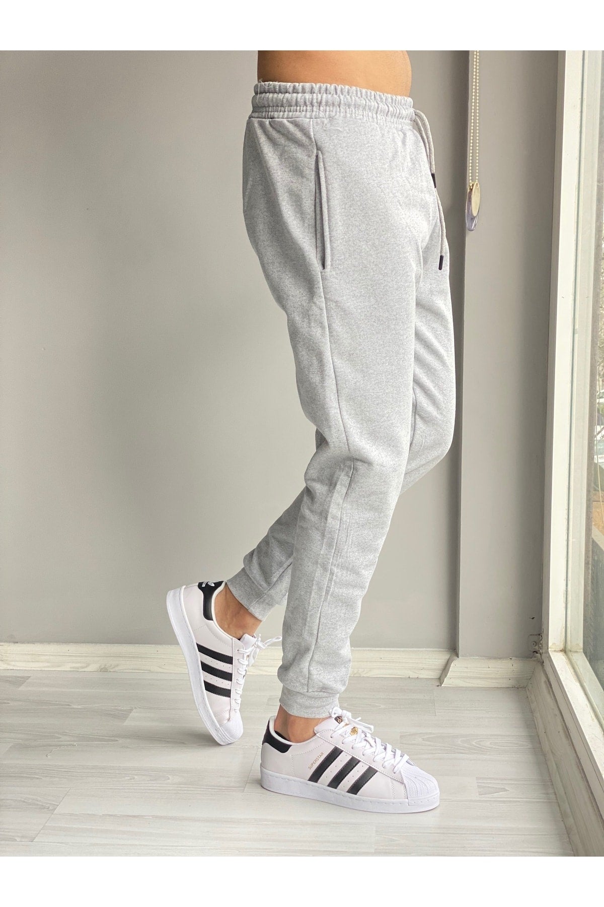 Men's Summer Sweatpants Slim Fit Jogger Gray Cotton