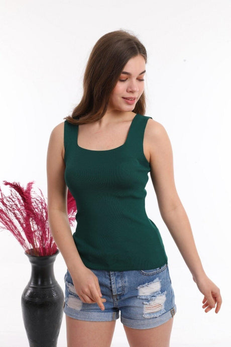 Women's Emerald Square Collar Strap Knitwear Blouse Athlete - Swordslife