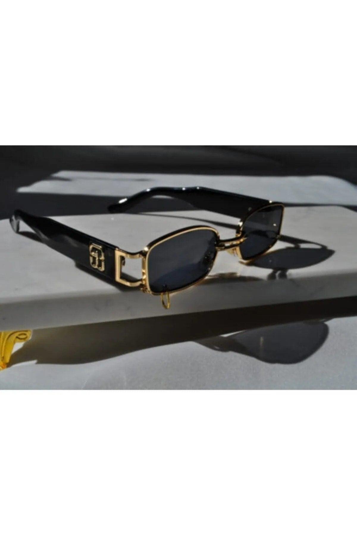 Black Square Ring Gold Frame Sunglasses - Swordslife