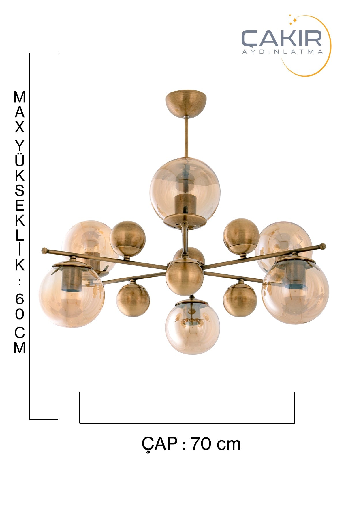 Salkım 6-Piece Antique Yellow Pendant Lamp Chandelier - Çakır Avize