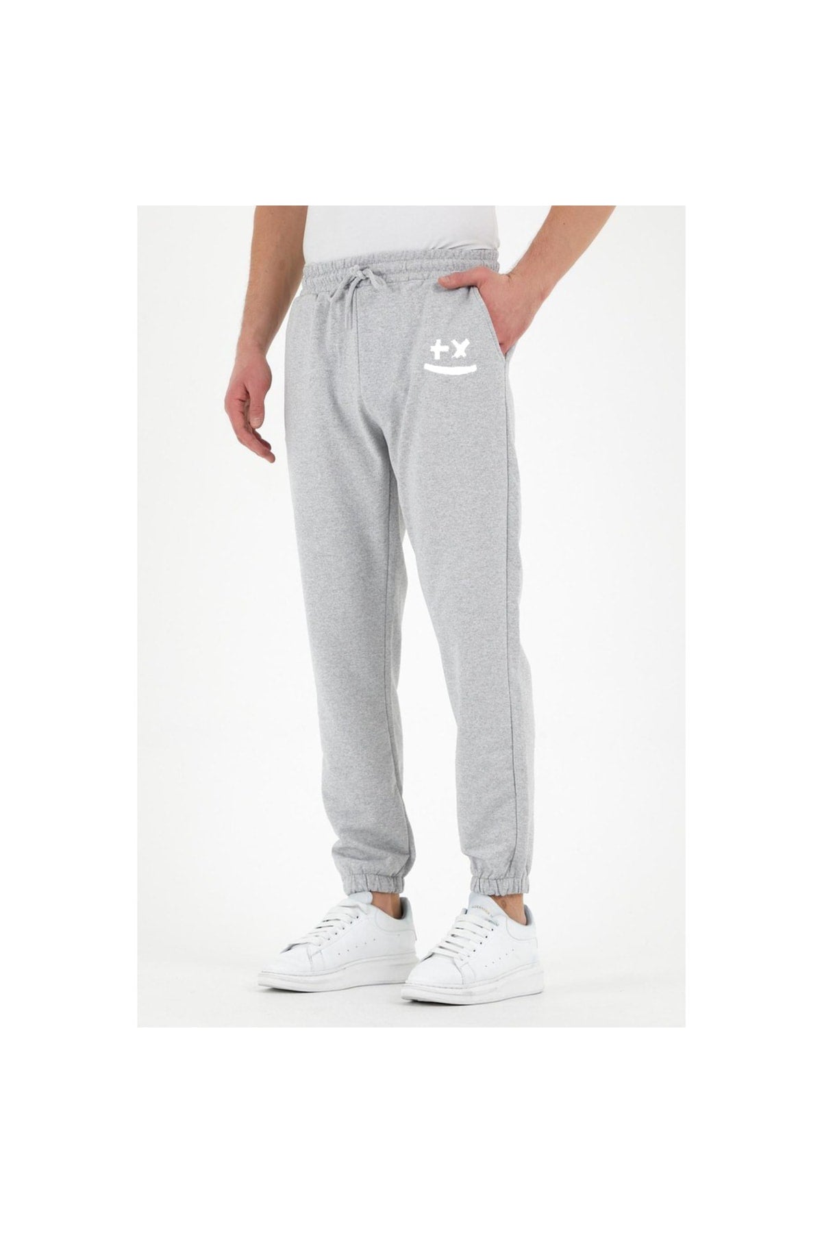 Unisex Bad Smile Printed Light Gray Jogger