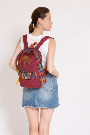 Ethnic Authentic Bohemian Backpack With Tree Of Life Embroidery