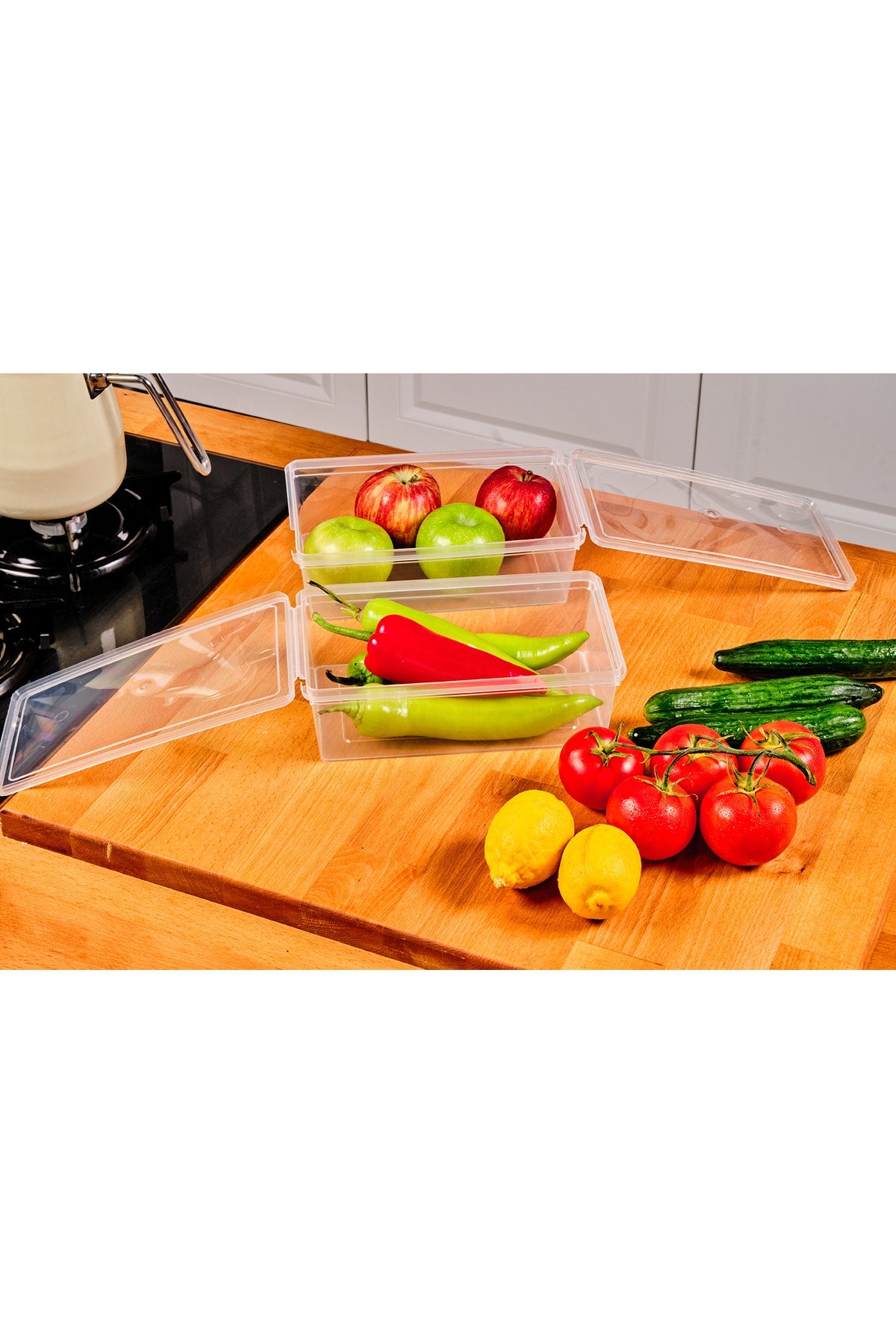 Plastic Storage Container 1 Ltre 10 Pieces Self-Covered Freezer And Food Leak Proof 19X13X6 Cm