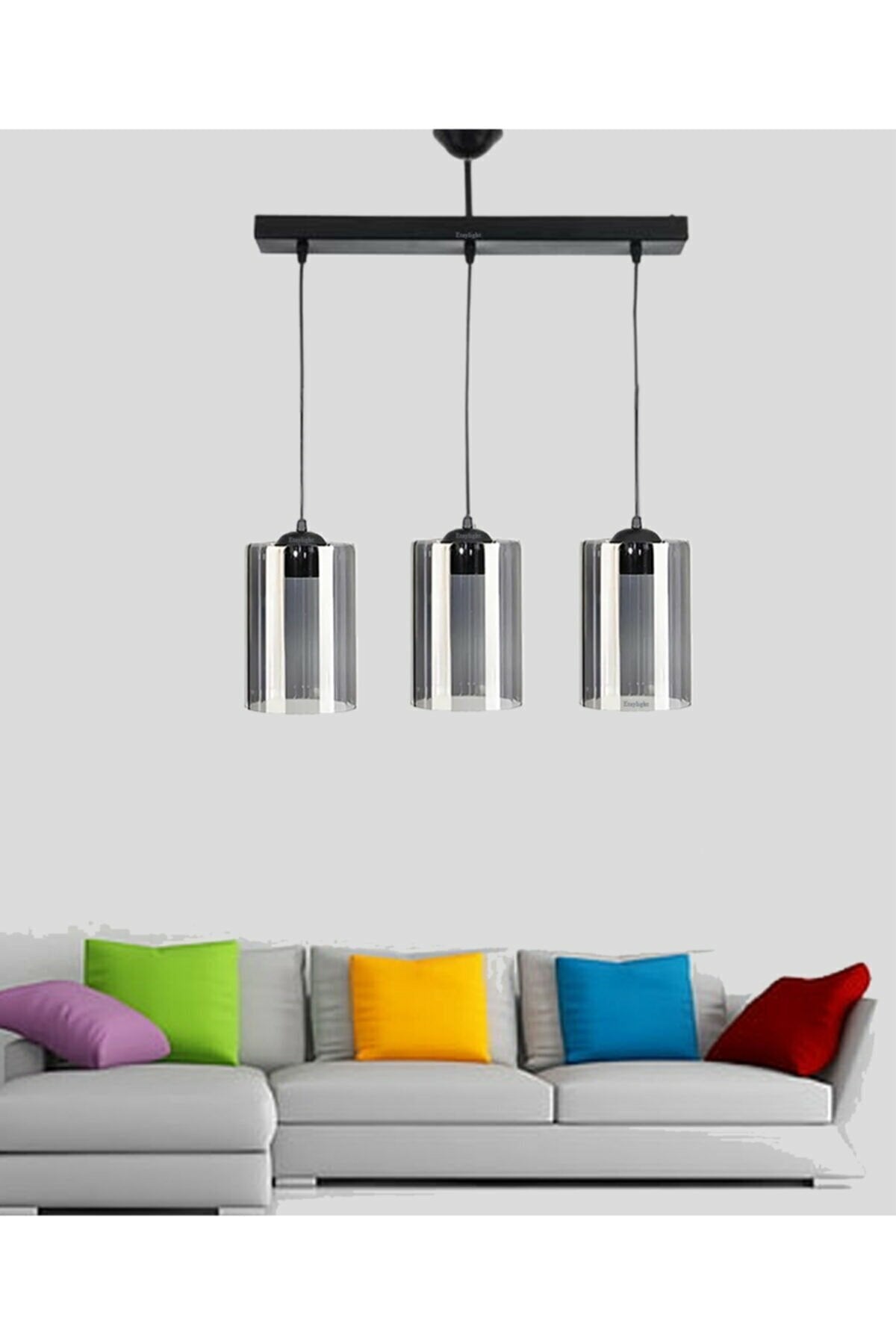 Modern Sports Model Triple Smoked Genuine Glass Pendant Lamp Chandelier