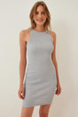 Women's Gray Ribbed Summer Mini Knitted Dress FF00061 - Swordslife