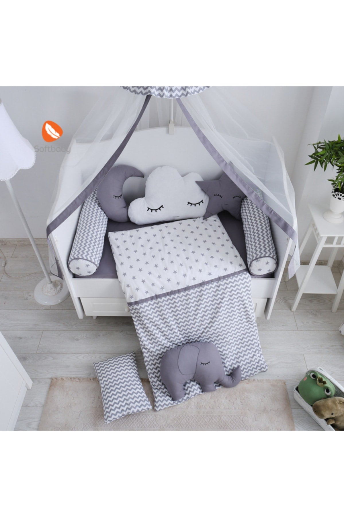 Stella Gray Crib Sleeping Set