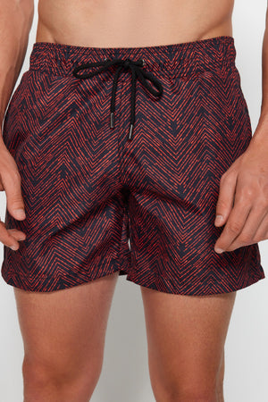Black-Orange Men'S Standard Size Geometric Swimwear Marine Shorts Tmnss22Ds0011