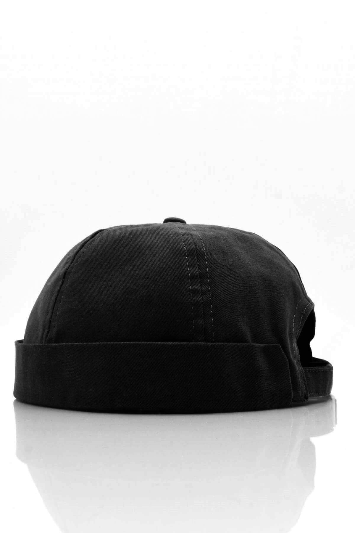 Black 100% Cotton Cap Docker Hat Velcro