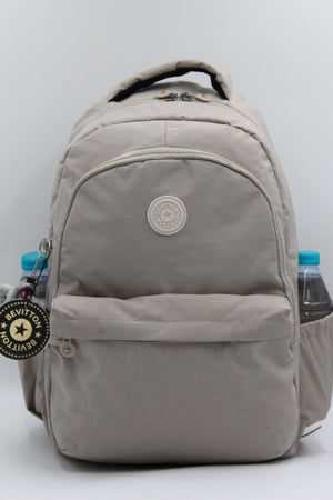 Crinkil Fabric Unisex Beige School Backpack 2200