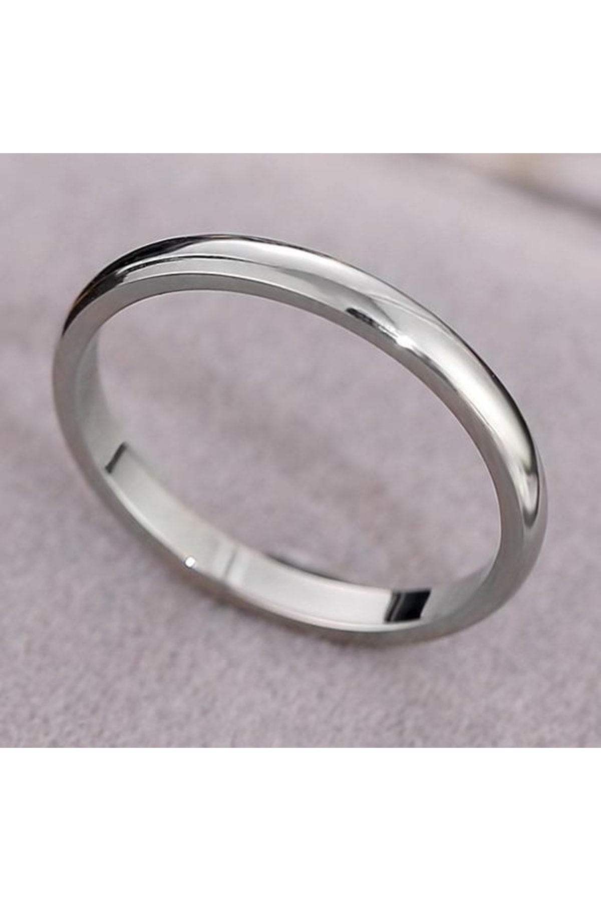 3Mm Thin Curved Shiny Steel Wedding Band Ring Cl27