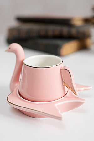 Swan 12 Piece Coffee Cup Set For 6 Persons Pink 70 Cc