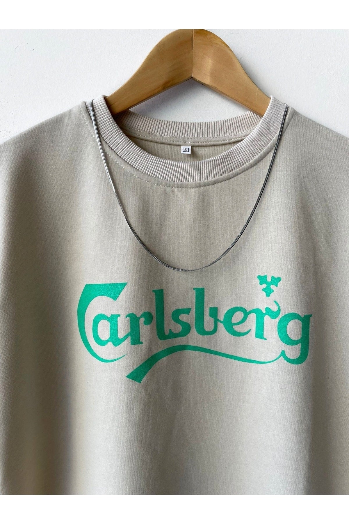 Men's Oversize Calsberg Printed Crew Neck T-shirt