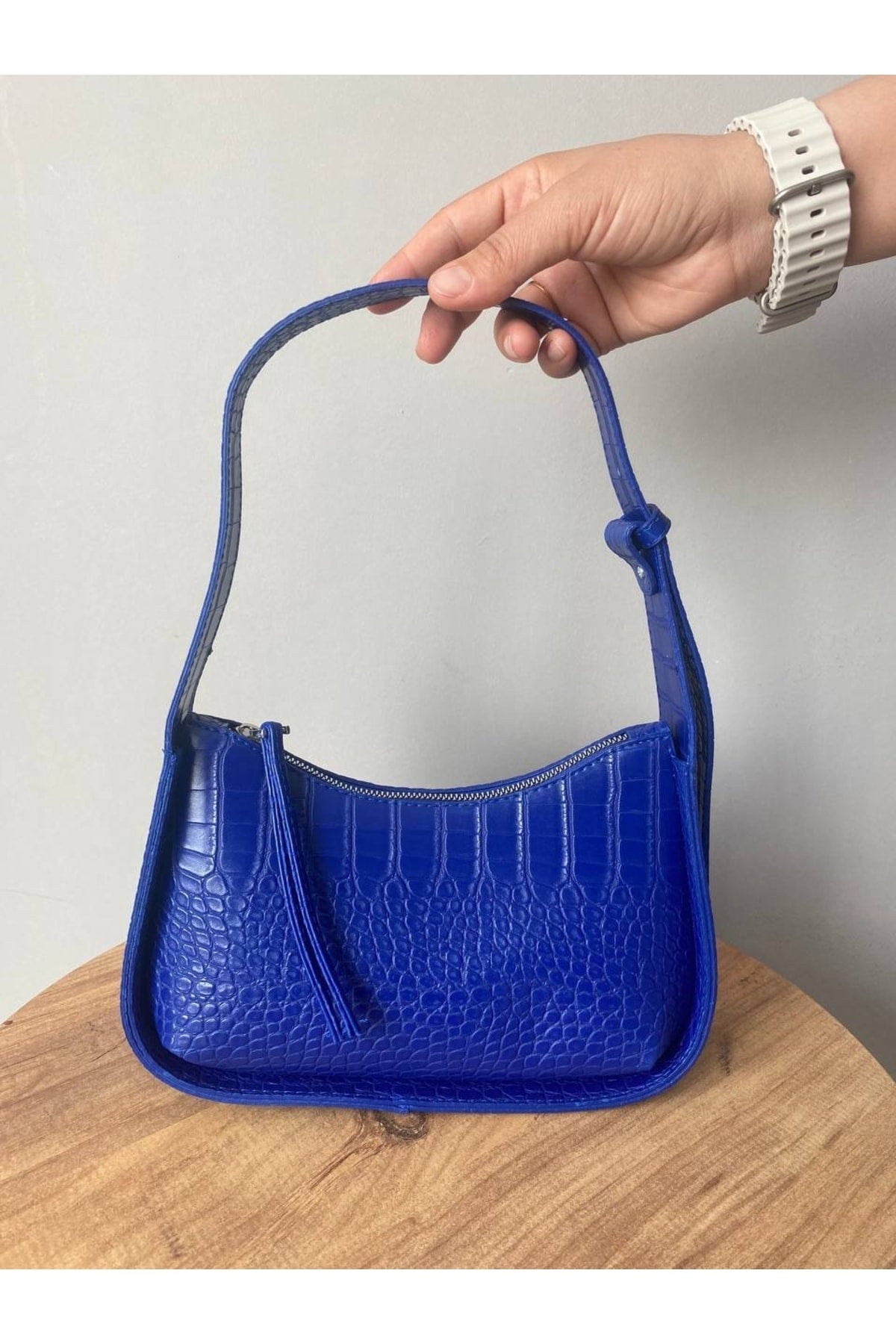 Sax Blue Women'S Crocodile Patterned Baguette Bag