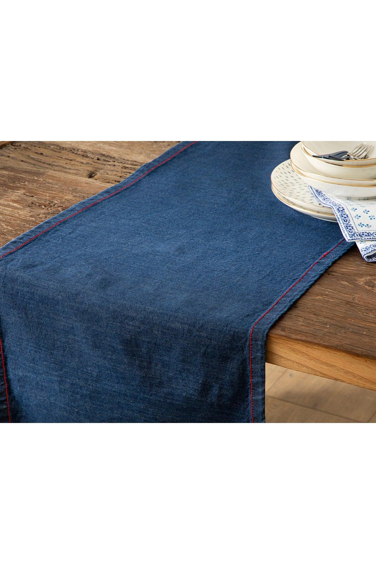 Denim Cotton Runner 40x140 Cm Navy Blue - Swordslife