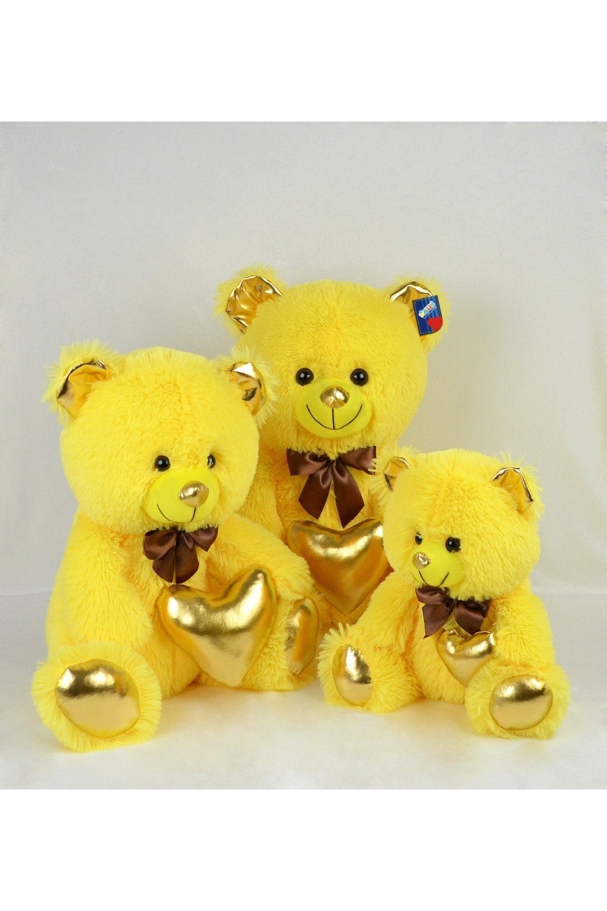 Toy 40 Cm Shiny Fabric Yellow Teddy Bear Holding Heart 78801