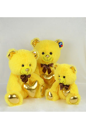 Toy 40 Cm Shiny Fabric Yellow Teddy Bear Holding Heart 78801