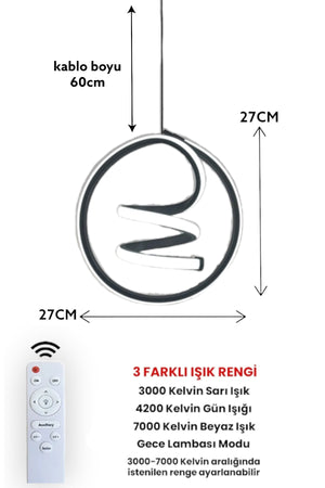 3 Color Modern Pendant Lamp Led Chandelier With Remote Control Silver Gray Case