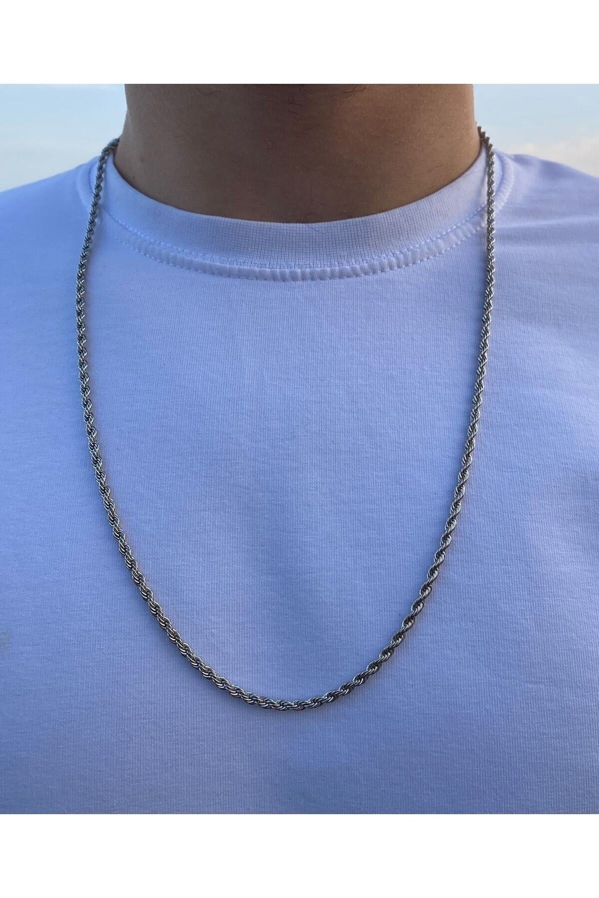 Men'S Twist Chain Necklace Bracelet Set