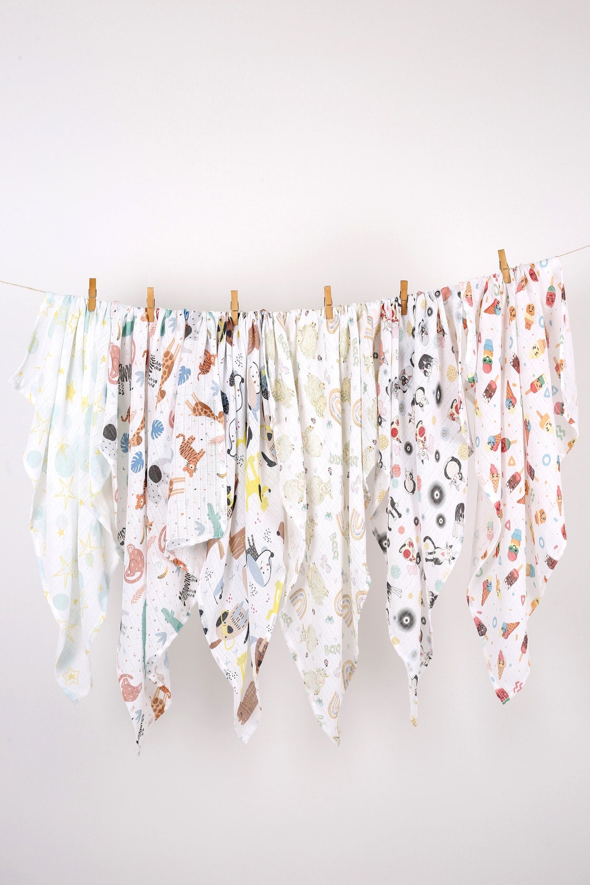 Digital Printed 6 Piece Multi-Purpose Muslin Cover Set - 75X75 Cm