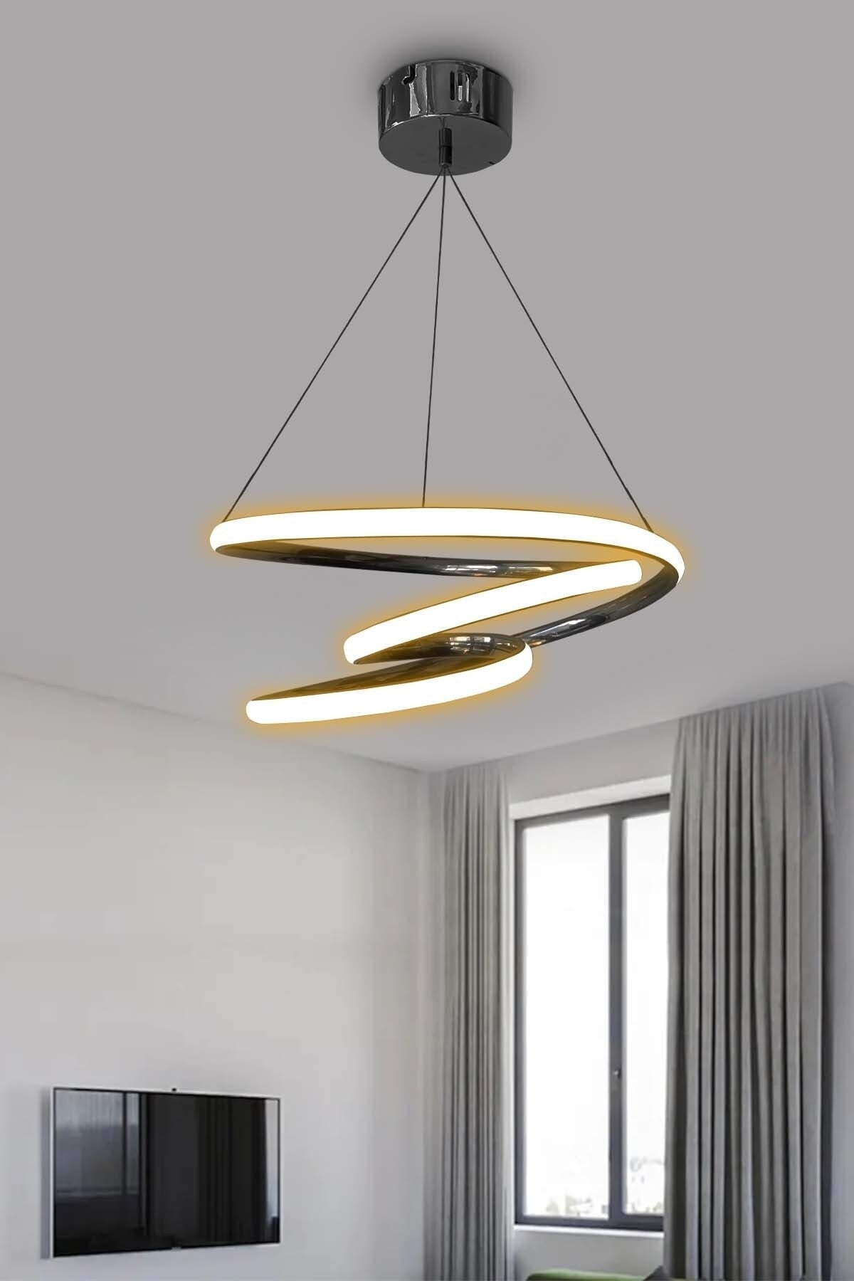 Modern Pendant Lamp Galaxy Black Case Daylight Led Chandelier