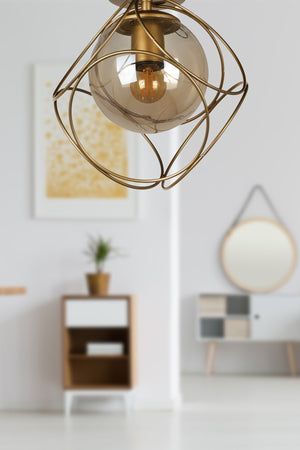 Suna Single Antique-Honey Glass Ceiling Mount Chandelier