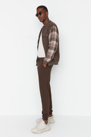 Brown Men'S Basic Regular/Normal Fit Elastic Jogger Sweatpants Tmnss20Ea0053