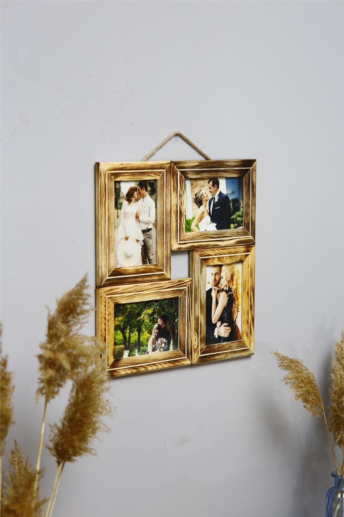 Wooden 4-Piece Collage Photo Frame-natural - Swordslife