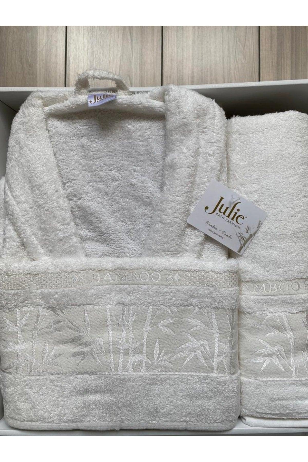 Bamboo Bathrobe Set Garden Series 3 Piece Bamboo Bathrobe Set White L Size - Swordslife