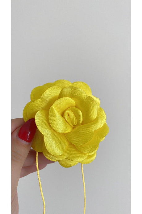 Lace-Up Fabric Flower Choker Necklace Rose Necklace - Swordslife
