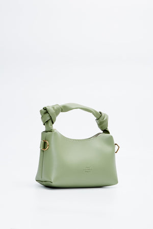 Mint Green Shk24 Soft Leather Knot Detailed Chain Strap Hand And Shoulder Bag L:14 E:22 W:8 Cm