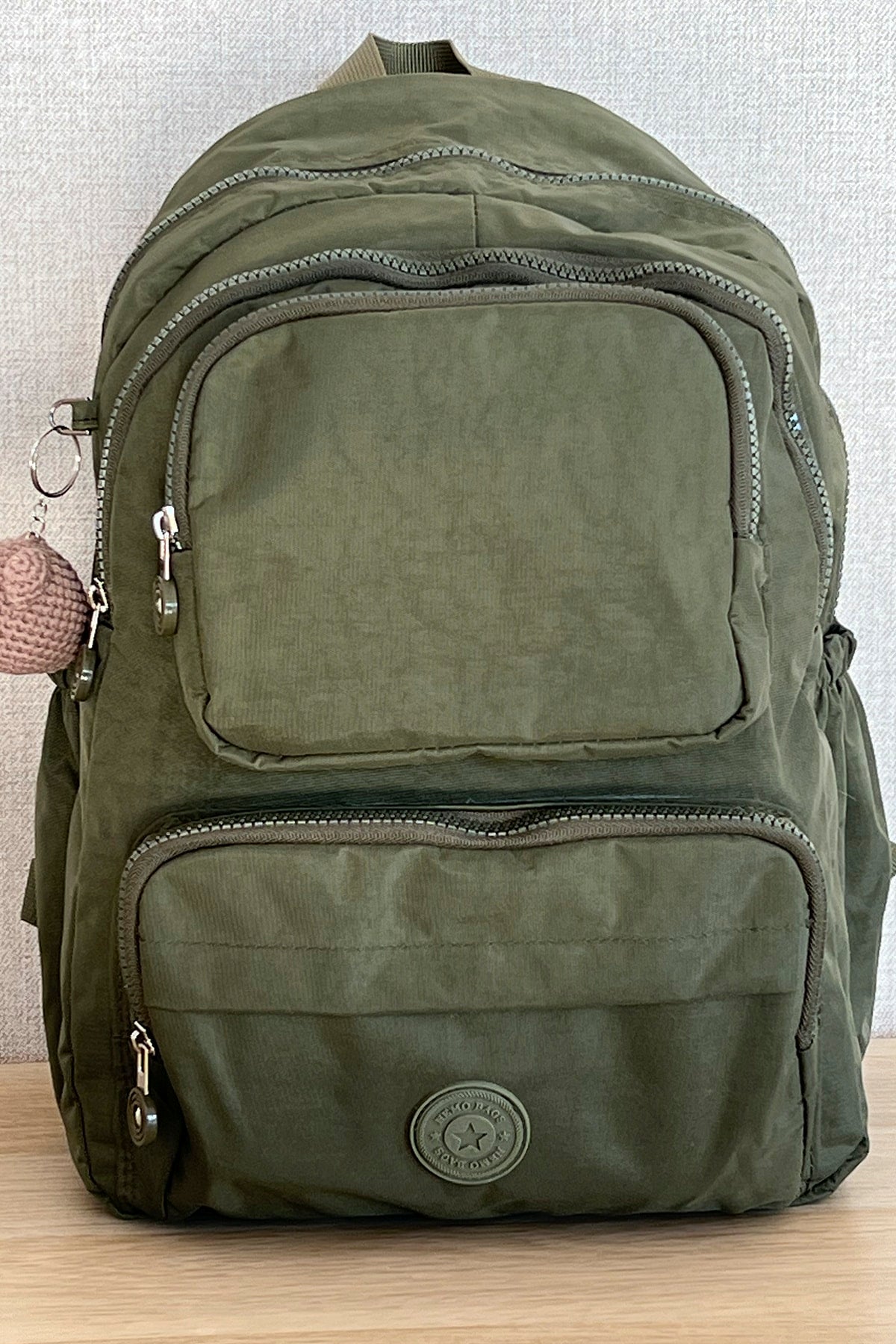 Dark Green Backpack School Bag 14 Inch Laptop Travel Bag Duomino 18 Lt 40x30x15cm