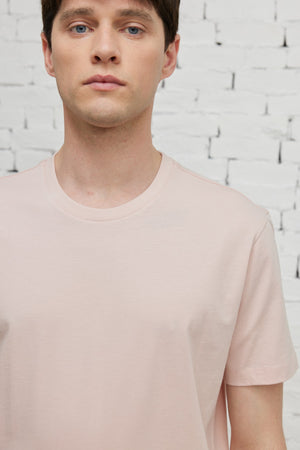 Men'S Dried Rose 100% Cotton Slim Fit Slim Fit Crew Neck Short Sleeved T-Shirt