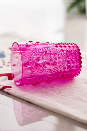 Acrylic Pink 6 Pcs Short Glasses & Water Soft Drink Coffee Side Glasses 400 Ml (Not Glass)