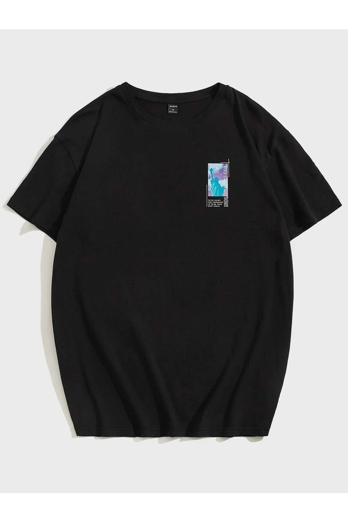 Men'S Black Oversize Dawn Printed T-Shirt
