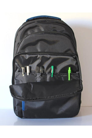 Backpack, 4 Sections, Foam Support, Black - Blue