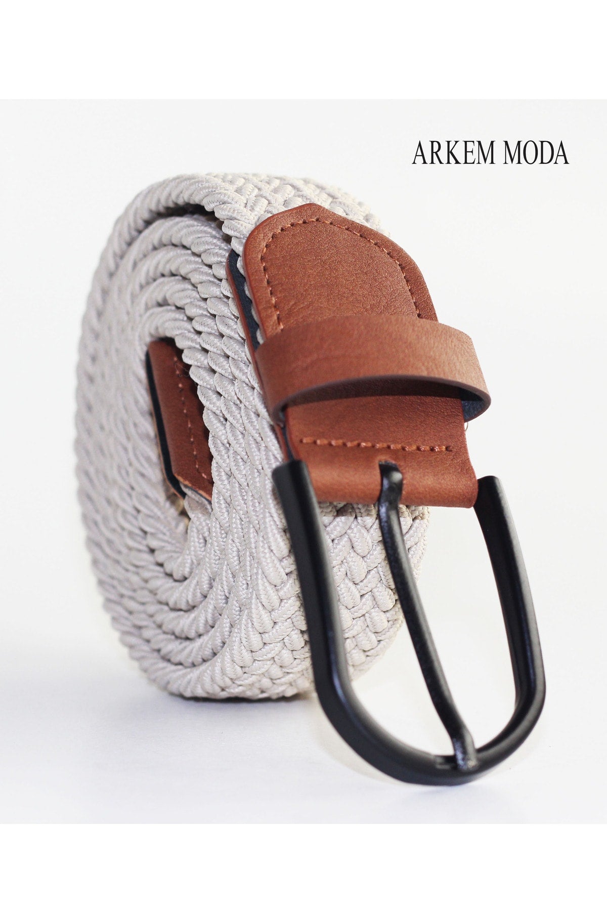 Braided Elastic Belt Beige Jeans, Jeans, Shorts Men'S Belt 3,5 Cm