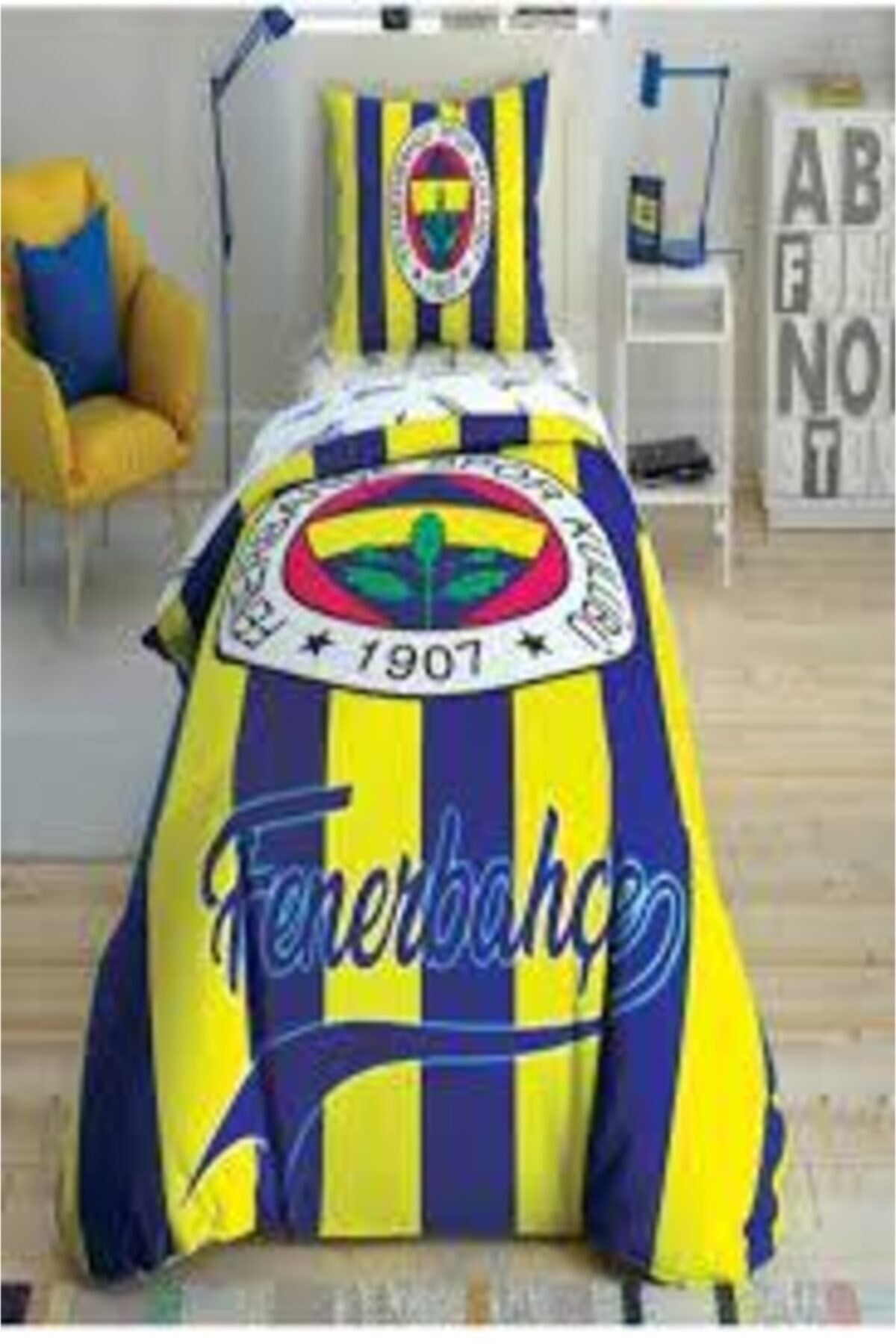 Licensed Single Sheet Elastic Fenerbahce Stick Duvet Cover Set