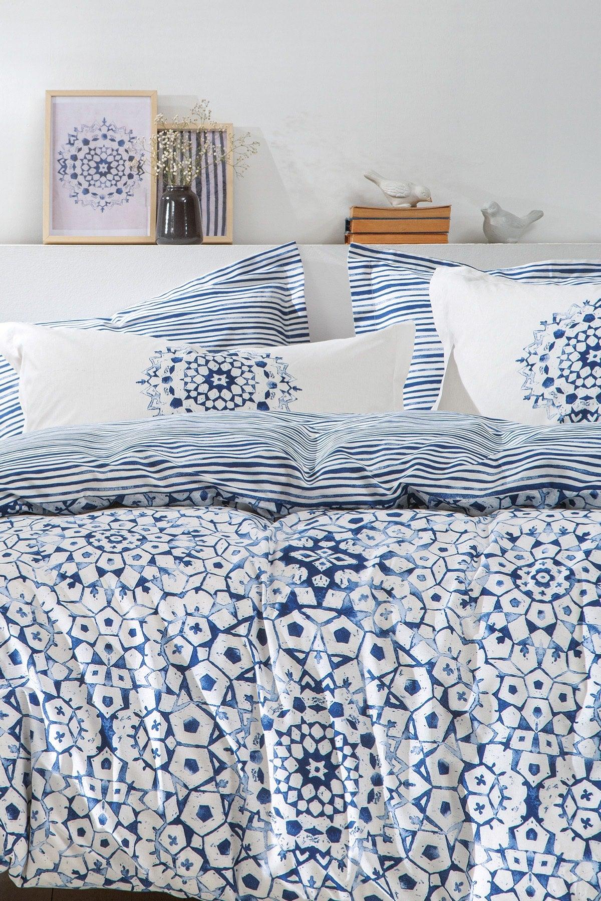 Sancia Ranforce Double Duvet Cover Set - Blue - Swordslife