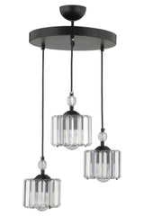 Maya 3-Piece Black Y-10 Crystal Stone Chandelier