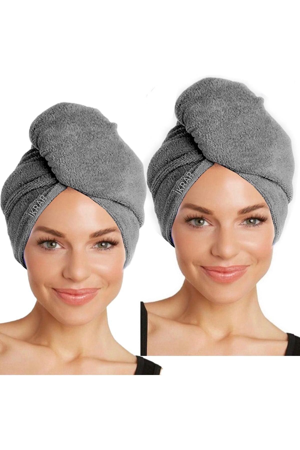 2-Button Cotton Hair Towel Hair Cap