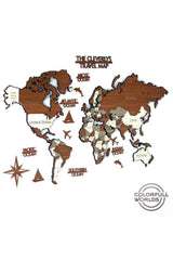 3D Wooden World Map on Metal, Wooden Wall Decor, Real Metal World Map - Swordslife