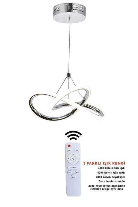 3 Color Controlled Chrome Modern Pendant Lamp Led Chandelier 4 Modes - Swordslife