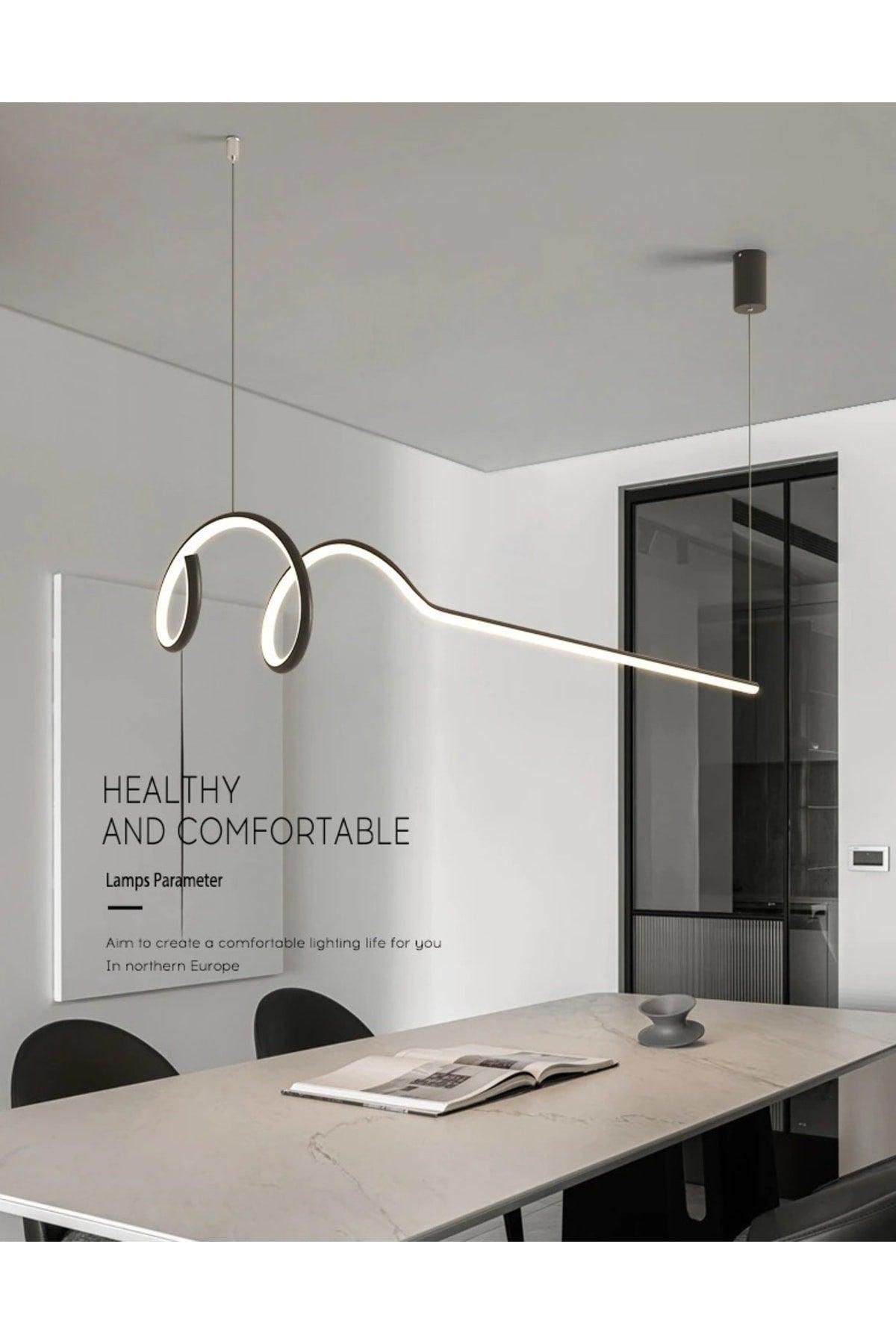 Modern Smart Minimal Pendant Lamp with 3 Colors Burning Led / Minimal / 120 Cm / Anthracite Case - Swordslife